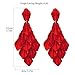 Halawly Long Rose Petal Earrings for Women Boho Acrylic Flower Drop Dangle Earrings Big Bold Colorful Fashion Rhombic Statement Costume Jewelry Gifts（Red）