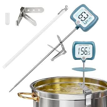 Digital Candy Thermometer with Rotatable Display and Pot Clip - 10 Inch Probe