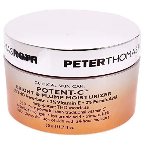 Peter Thomas Roth | Potent-C Bright & Plump Moisturizer | Brightening Vitamin C Moisturizer And Anti-Aging Cream With Collagen Light Blue 1.69 Fl Oz #TOP3