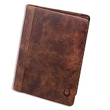 Corno d´Oro Schreibmappe A4 12 Zoll Fach für iPad Tablet I RFID Konferenzmappe Leder mit Reißverschluss I Business Ledermappe Damen Herren braun CD100H