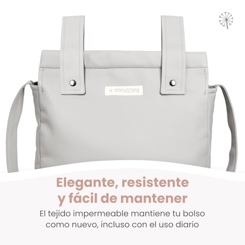 Miniatura 9 de Mimuselina Bolso Panera Bolso Carro Bebe Impermeable - Diseño Versátil Con Gran Capacidad, Asas Múltiples Y Cremallera Segura - Duradera Y Fácil De Limpiar - Exterior De Polipiel Pearl