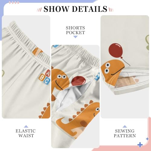 Dinosaur Car Boys Pants Boys Athletic Pants Long Pant for Boywith Pockets Wide-Leg Size 6-14Y4