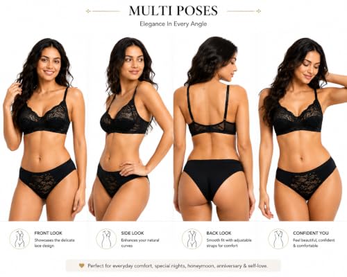 Image of Love Maker Bra Panty Set for Women | Beautiful Lingerie Set for Women for Honeymoon | Net Lace Lingerie Set | Panty Bra for Daily use | Sexy Look for Special Days Lingerie Sets.