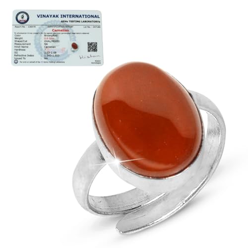 Image of Reiki Crystal Products Natural Certified Red Onyx Gemstone Ring - Adjustable Unisex Crystal Stone Ring for Adults