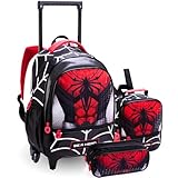 Kit Mochila Mala Bolsa Escolar Rodinha Infantil Masculina Lancheira Térmica Estojo Herói Spider Aranha