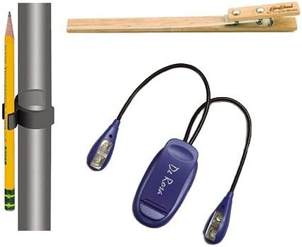 Music Stand Accessory Pack - Includes Blue Music Stand Light, Pensil Holder, & Music Clip