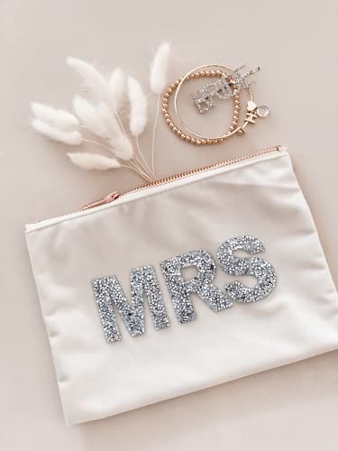 Mrs Makeup Velvet Bag | Bride Cosmetic Pouch Sparkle Letter Mrs| Bridal Shower Gift Idea #TOP2