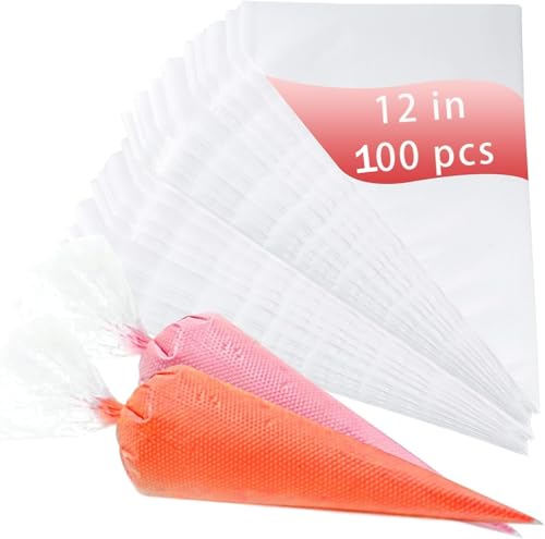100 PCS Piping Bags Pastry Icing and Cookie Bags Tipless Piping Bags for Royal Icing Thicken Non-Slip and Anti Burst Cake Cookie Decorating Supplies ((100 pcs) Size 33x28x22 CM)