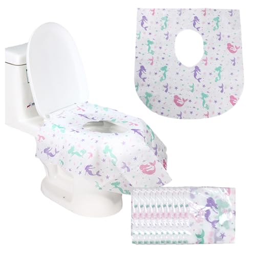YOFDAL 10 Piezas Protector WC Desechable,Funda de Asiento de Inodoro,Sacchetti Igienici per Assorbenti,Diseño de Sirena,De Tela no Tejida,Aptos para Viajes,Hoteles,Hospitales y Baños Públicos