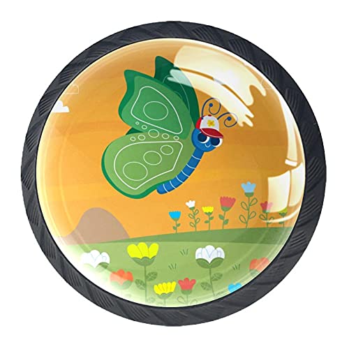 Boutons de tiroir papillon orange lot de 4 pour meuble
