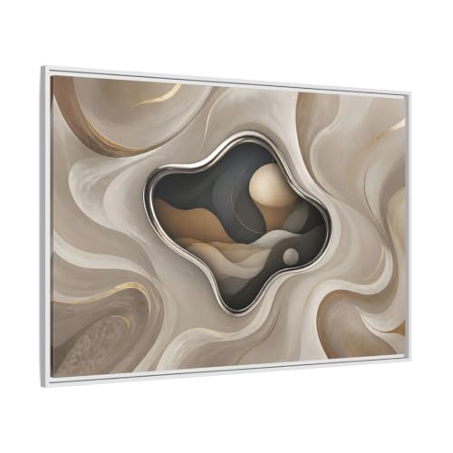 Tableau toile encadrée formes organiques abstraites 120x80cm blanc