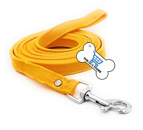 Image of Dog Training Lead 10.FT Long Rope Cotton Nylon Webbing Recall Obedience Line Leash for Pet Best for Small to Medium Breed Dogs (10.Feet Leash & Collar 0.75 inch, Yellow)