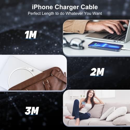 3Pack 1M iPhone Charger Cable,[ Apple MFi Certified ] Lightning to USB Cable Lead 1 Meter,Original Fast Apple iPhone Charging Cable for Apple iPhone 13/13 Pro Max/12 Mini/11 Pro/11/X/8/7/6S/6/SE/iPad