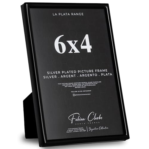 Black Photo Frame Picture Frame Plain Metal Gloss Black Finish and Tarnish Protected for Wedding Picture or Family Photos (6x4)