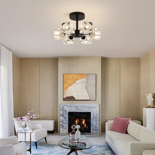 K9 Crystal Semi Flush Ceiling: Modern Black Sputnik Small Closet Chandelier by BlesULuk - Used condition - Image 9