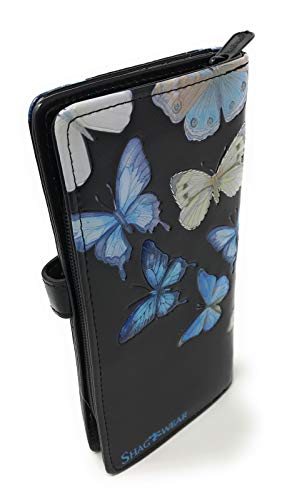 Shag Wear Butterflies Large Nature Wallet for Women and Teen Girls Vegan Faux Leather 7" Black2