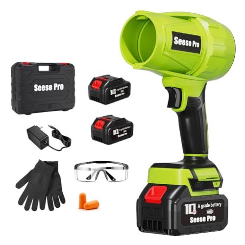 Seese Pro Cordless Turbo Jet Blower, 1200 CFM 200 MPH Handheld Electric Leaf Blower, Ultra Lightweight 1000g, with Battery & Carrying Case, for Car Drying, Lawn & Snow Removal (2PCS)