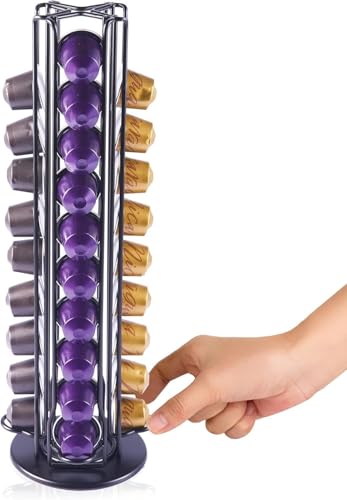 Wrobic Kapselhalter Nespresso Kapseln-Nespresso Kapselhalter Drehbar Für 40 OriginalLine Kapseln (Schwarz Espresso Kapselhalter)