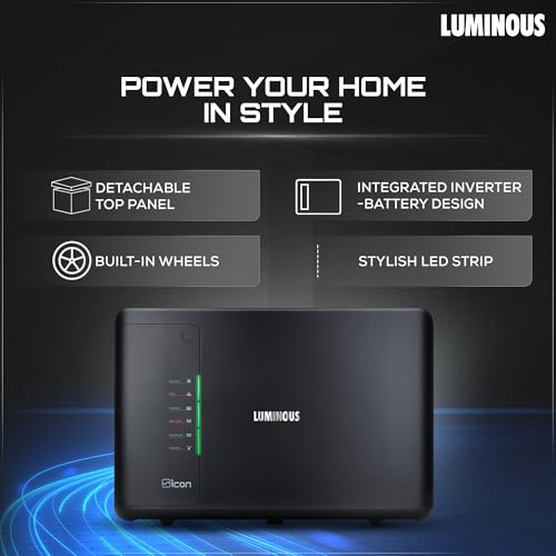 Image of Luminous Inverter & Battery Combo for Home, Office & Shops | iCon Black 1600 Inverter with AmpBox Gel Battery | Fast Charging, 6hr Backup, Maintenance-Free | Warranty: 36 & 60 Months