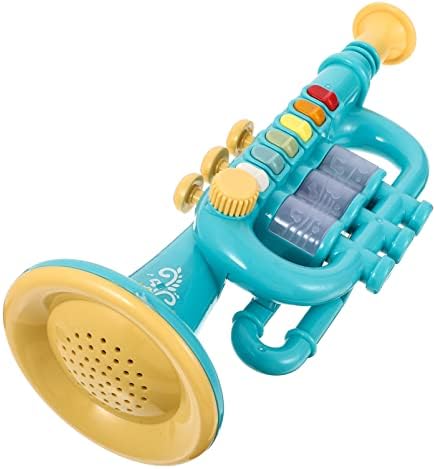 Play Toy Trumpet for Kids Children Trumpet Noise Maker Horn Musical Wind Instruments Funny Speaker Performance Cheering Props Birthday Party Favor Gift Without Battery Sky- Blue