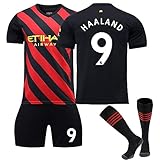 trikot herren Generisch Haaland Fußball Trikot Kinder Erwachsene, Man City Nr.9 Trainingsanzug Fußballtrikot Shorts Socken Set, 22/23 Haaland Trikots Hause/Auswärts, Football Jersey für Junge Herren
