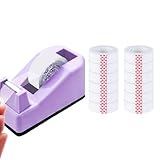 Tape Dispenser Desk with 12 Rolls Transparent Cute Small Tape Dispenser Packing Refills Invisible Tape Desktop Tape Dispenser for Christmas Gift Wrapping Office Home School Supplies Purple