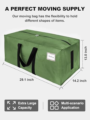 Image of HOMESURE Supports 200lbs Heavy Duty Moving Bags - Strong Zipper & Wrap-Around Handles - Water-Resistant Storage Totes, Durable Alternative to Moving Boxes - 4 Pack - Light OliveGreen