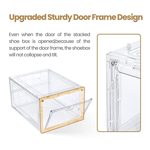 Amllas 10 Pack Clear Shoe Boxes Stackable,Shoe Storage Boxes For Closet,Sturdy Shoe Box Storage Containers With Clear Door,Sneaker Storage,Easy To Assemble,Fit Up To Us Size 12(13.8”X 9.84”X 7.1”) #TOP4