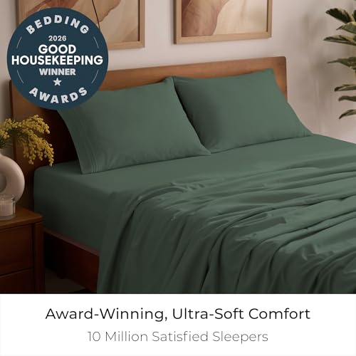 Image of Mellanni Queen Sheets Set - 4 PC Iconic Collection Bedding | Hotel Luxury, Extra Soft, Cooling Bed Sheets - Wrinkle, Fade, Stain Resistant (Queen, Emerald Green)