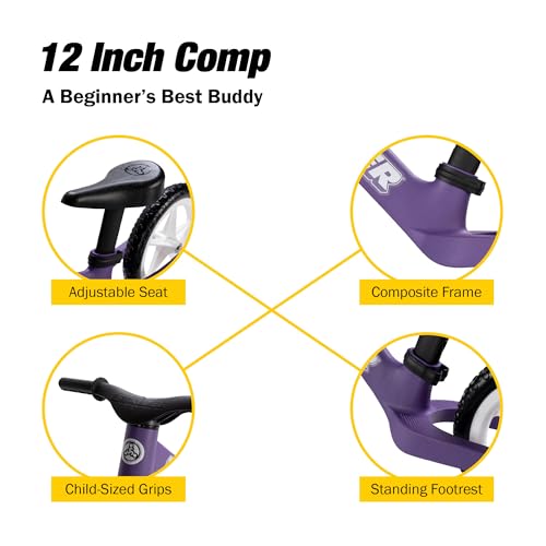 Image of Strider 12 Comp Bike- No Pedal Balance Bicycle for Kids 1 to 3 Years -Easy Assembly, Tool-Free Adjustments