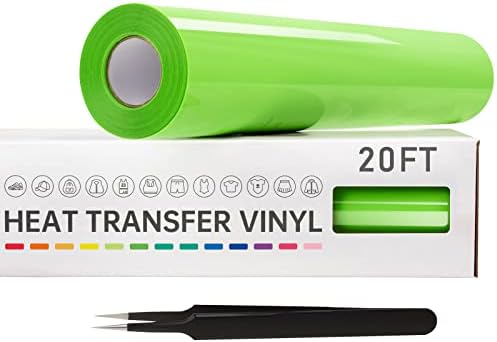 VinylRus Heat Transfer Vinyl-12” x 20ft Apple Green Iron on Vinyl Roll for Shirts, HTV Vinyl for Silhouette Cameo, Cricut, Easy to Cut & Weed