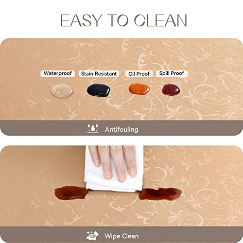 Image of Romanstile Waterproof Vinyl Tablecloth Rectangle, 52 x 70 Inch, Flower Champagne
