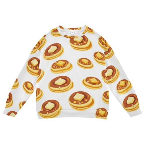 JUNZAN Pancakes Butter Maple Syrup White Kids Boys Hoodie Sweatshirt Fleece Fall Tops Shirts Camping 4T