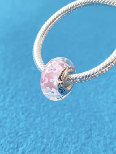 Original Murano Glass Charms for Pandora Bracelets, Authentic 925 Sterling Silver Charms for Bracelets, Murano Flowers Charms, Glass Beads fit Pandora Style Bracelet for Women2