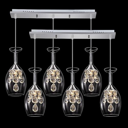 Lustre suspendu verre transparent pour éliminer l'ombre sur îlot de cuisine