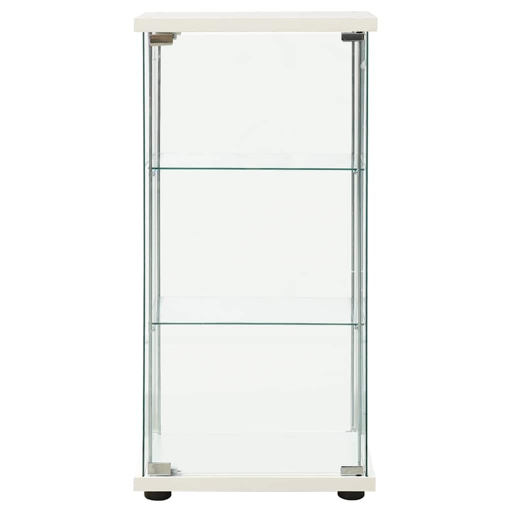 Szklana witryna biała z 3 półkami, szafka do przechowywania z hartowanego szkła do salonu i sypialni, 42,5 x 36,5 x 86 cm