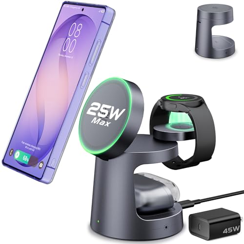 Qi2.2 25W 3-in-1 Magnetic Wireless Charger for Samsung, Compact & Foldable by voppton - Used condition - US$31.46