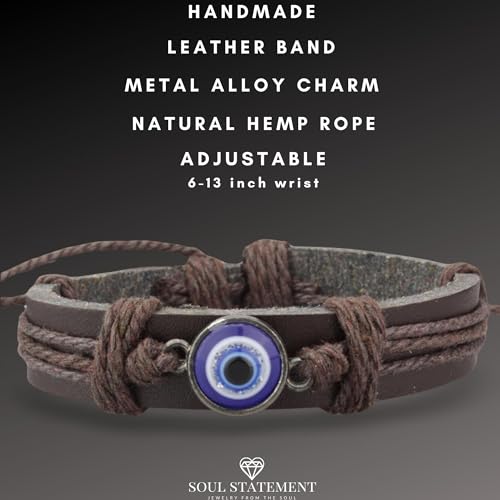 Pulsera de Cuero para Hombre con Amuleto Ojo Turco miniatura 2
