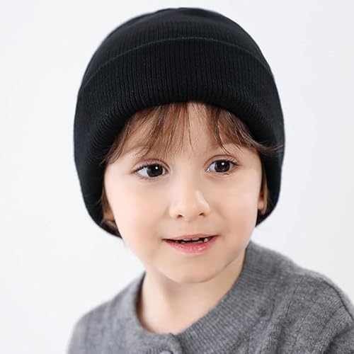 Mayoii 5PCS Kinder Beanie Dünne Strickmütze für Winter Frühling, Bunten Farben Perfekt für Alltag, Outdoor und Schule 2-10 Jahre (DE/NL/SE/PL, Alphanumerisch, Einheitsgröße, Schwarz*5)