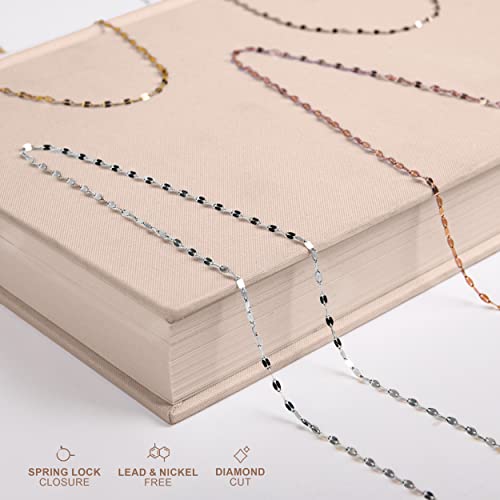 Pori Jewelers 14K Solid Gold 2.0Mm Diamond Cut Mirror Chain Necklace -Choose Your Color - Unisex Sizes 16"-30" (White, 18) #TOP3