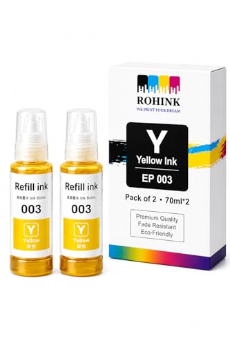 Image of ROHINK EP 003 Refill Ink for Epson Printers, Yellow, Pack 2