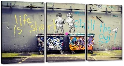 MAMAGO Large Bansky Street Graffiti Wall Art 3 Pieces Inspirational Quotes Canvas Picture for Living Room Bedroom Office Modern Wall Decor Framed Artwork Ready to Hang-24