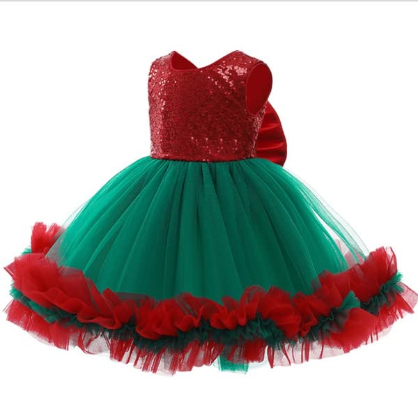 Image of Girls Flower Girl Red Dress Christmas Party Holiday Dresses