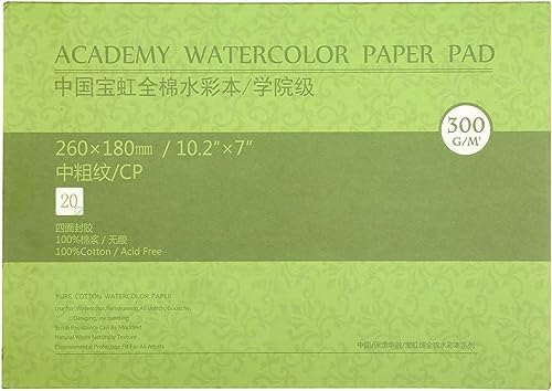 MEEDEN 10X7" Cotton Watercolor Paper Textured Surface Watercolor Pad, Cold Press, 140lb/300gsm, 20 Sheets for Painting & Drawing, Wet, Mixed Media