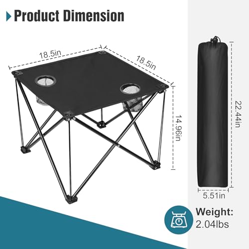 Moclever Mesa de Camping Plegable M2096 – Ultraligera Portátil con Porta Vasos y Bolsa de Transporte, Perfecta para Aventuras al Aire Libre, Picnic, Playa, BBQ, Senderismo y Uso en Casa miniatura 3