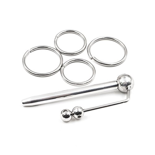 Male Metal Catheter Penis Plug Sex Rabbit Stainless Steel Urethral Dilators Rods Urethral Plug with Rings for Beginners Adult Sex Toys