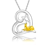 FEELMEM Deer Necklace Deer Mom and Baby Love Heart Pendant Necklace for Mom Grandmother Mothers Day Jewelry Mother Daughter Gifts for Mom (Deer Necklace)
