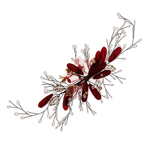 Pince à cheveux fleur rouge, accessoire coiffure mariée pour fournitures de mariage