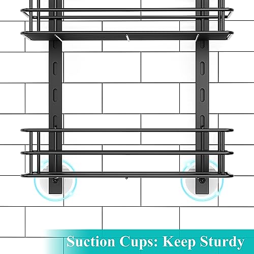Nieifi 4 Tier Hanging Shower Caddy,Over Shower Head Anti Swing Over Head Shower Organizer Basket Shelf, Hanging Shower Organizer Rust Proof Bathroom Shelves Black #TOP3