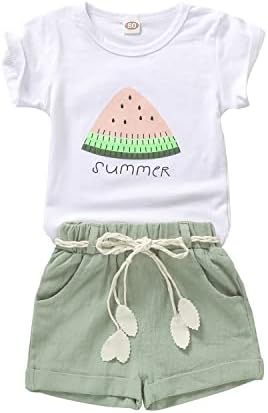 Goodplayer Toddler Baby Girls Summer Clothes Set Kids Watermelon Print T-shirt Short Sets Outfits for 1-4 Years Old
